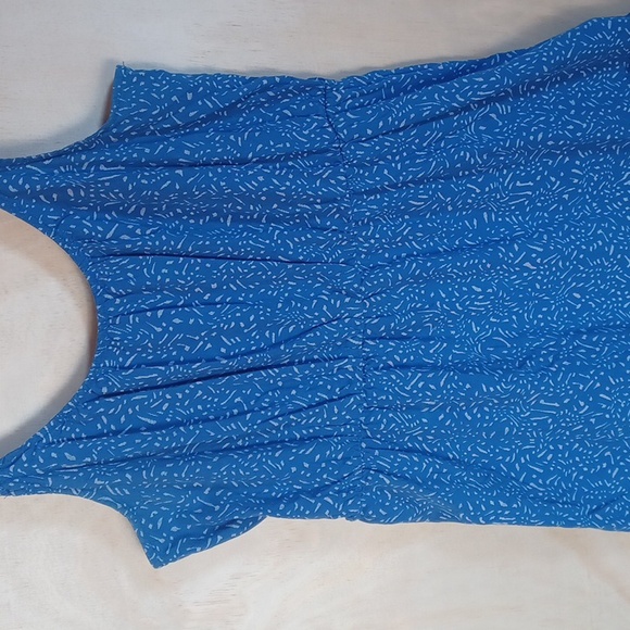 Banana Republic Blue Sleeveless Sun Dress, Ruffle Straps, Teired Skirt - Picture 6 of 13